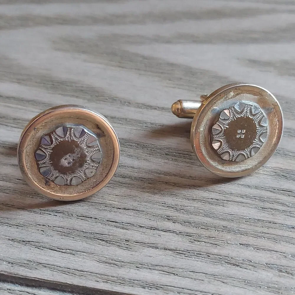 Vintage Cuff links Gold and silver colors 3/4